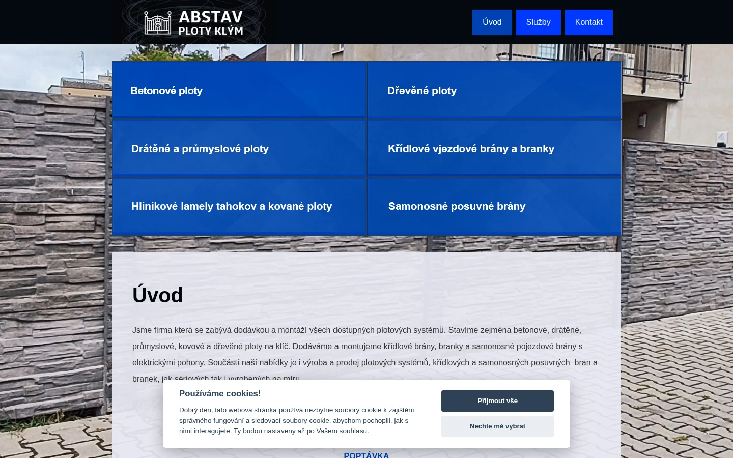 Abstav ploty Klým website