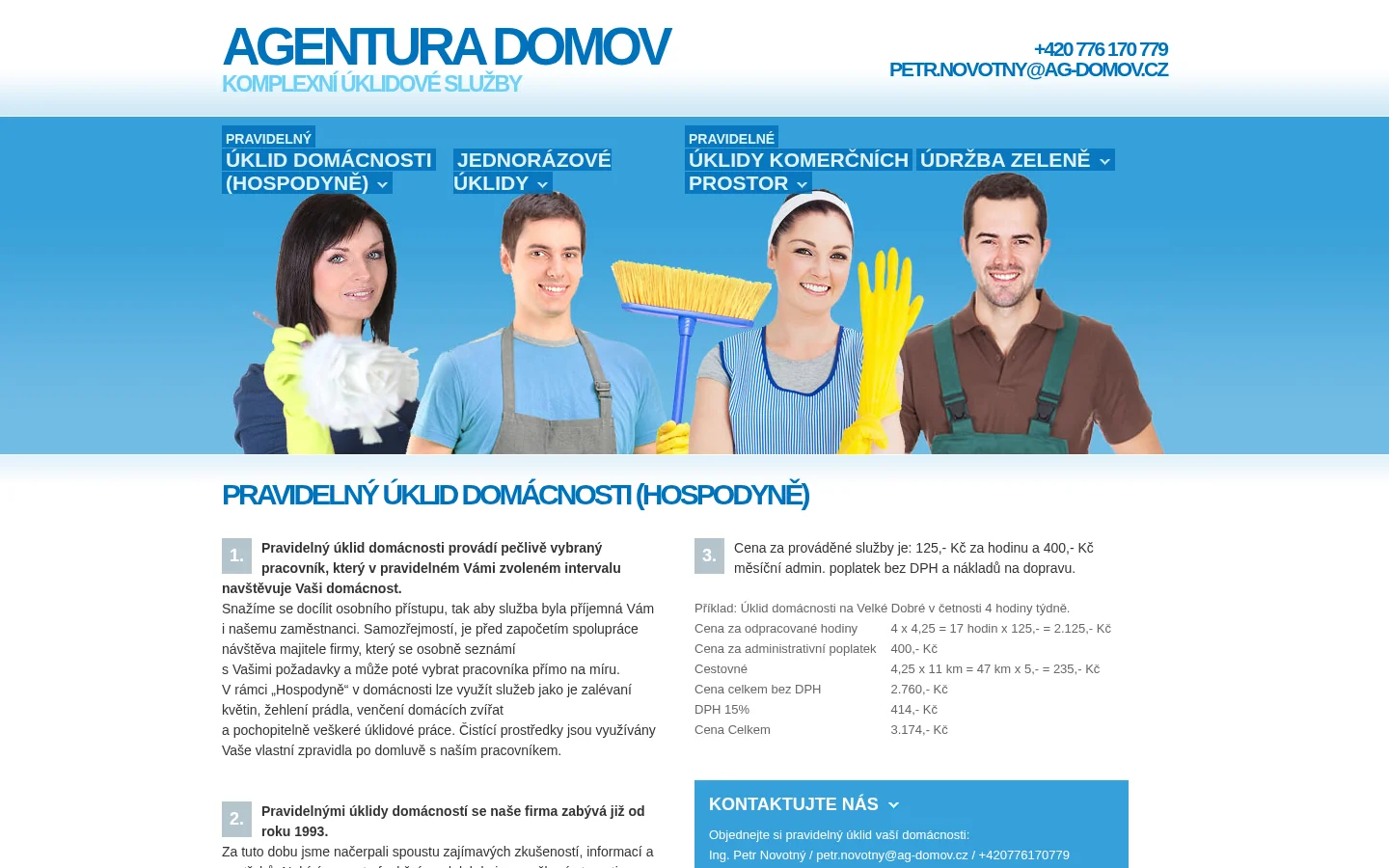 Agentura DOMOV Komplexní úklidové služby website