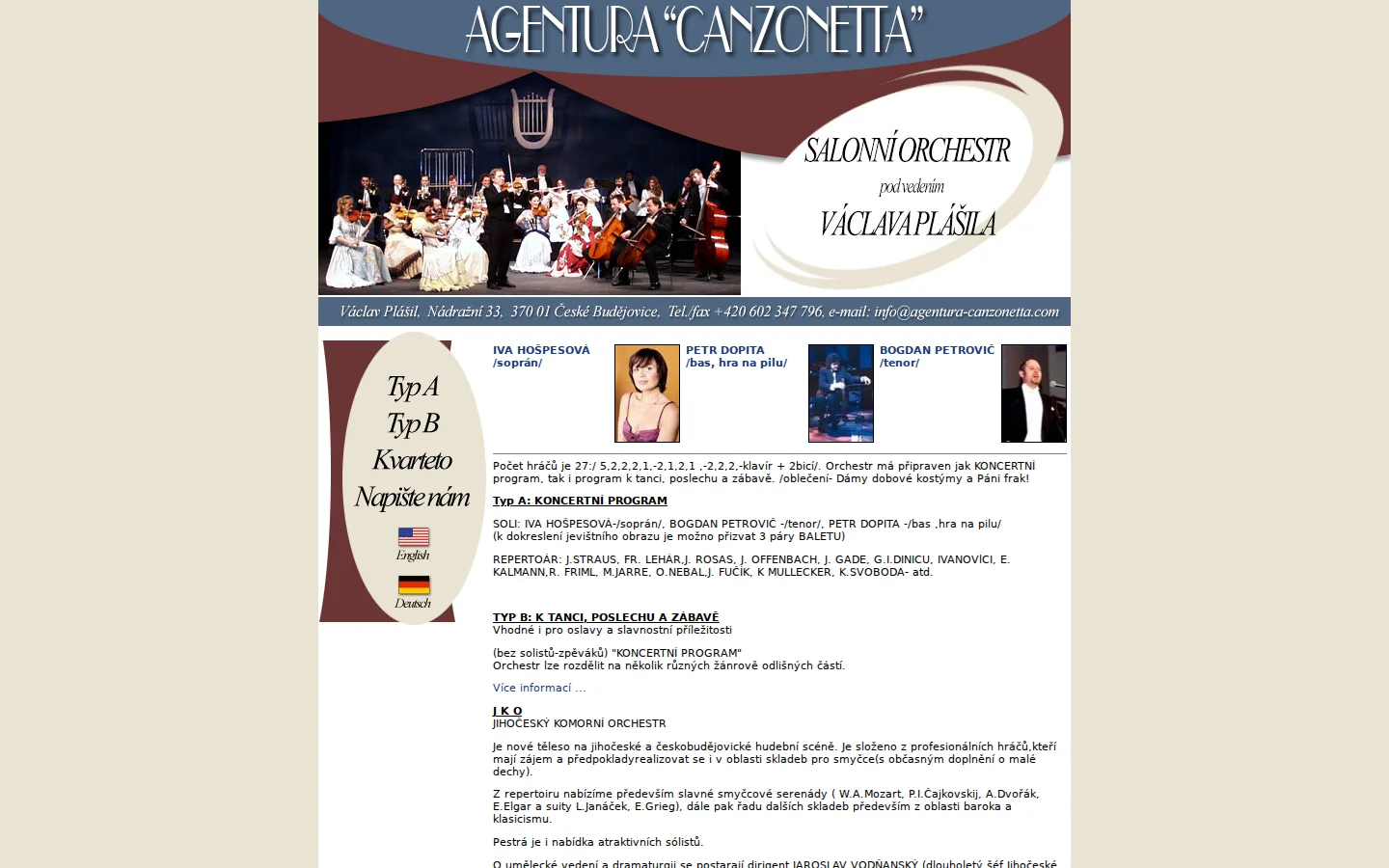Agentura Canzonetta website