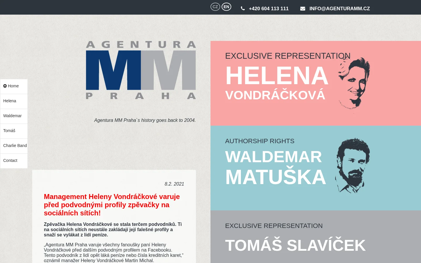 Agentura MM Praha, s.r.o. website