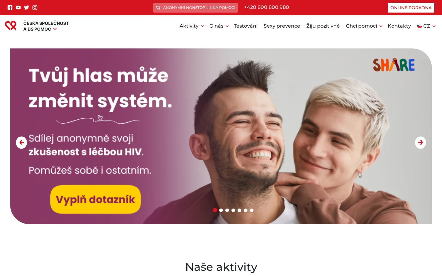 Česká společnost AIDS pomoc, z.s. website