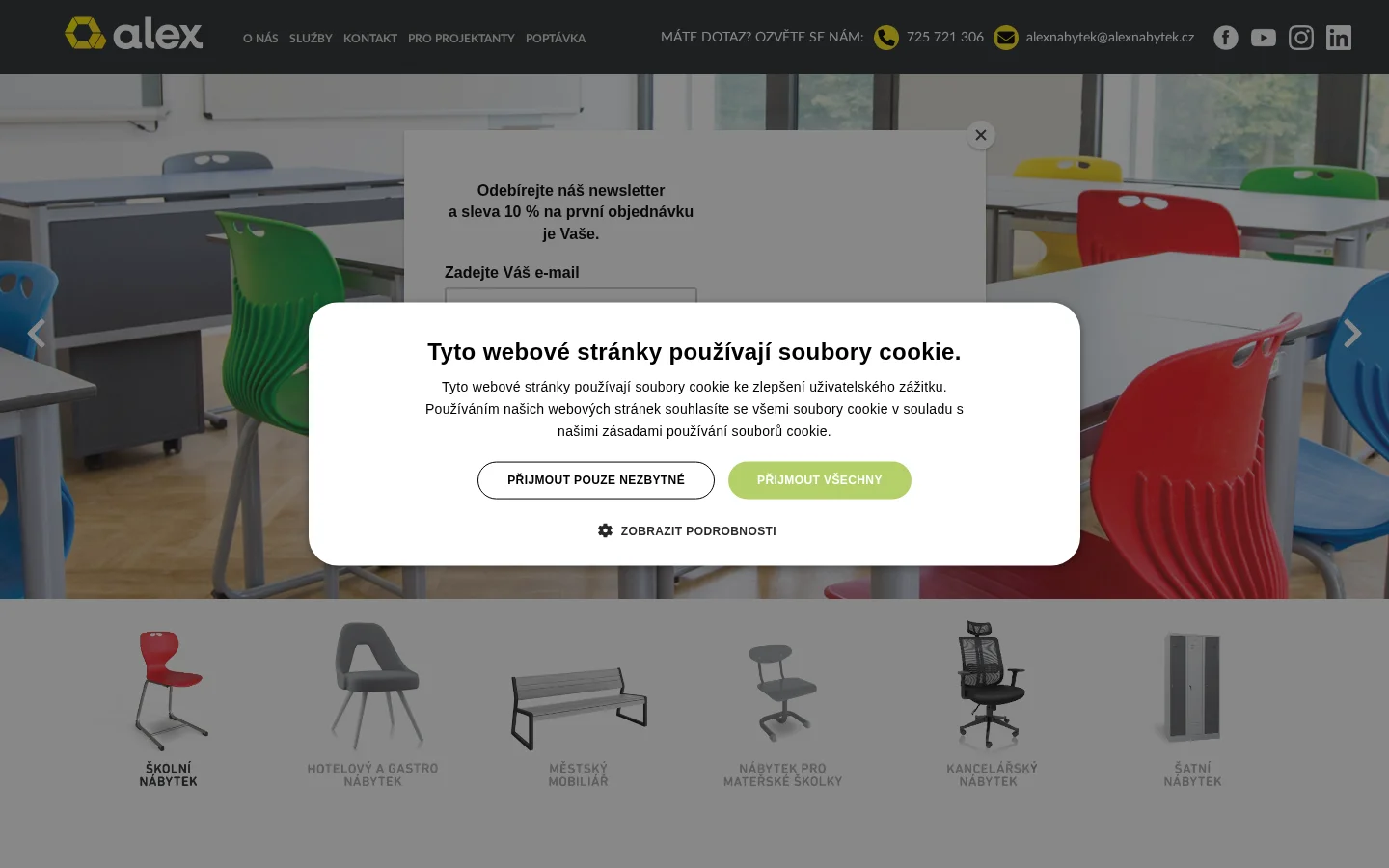 ALEX kovový a školní nábytek, s.r.o. website