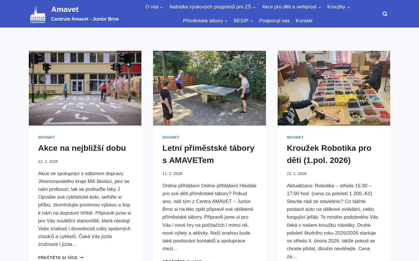 Centrum AMAVET - Junior Brno website