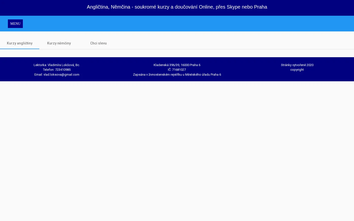 Jazykové kurzy Vladimíra Lokšová website
