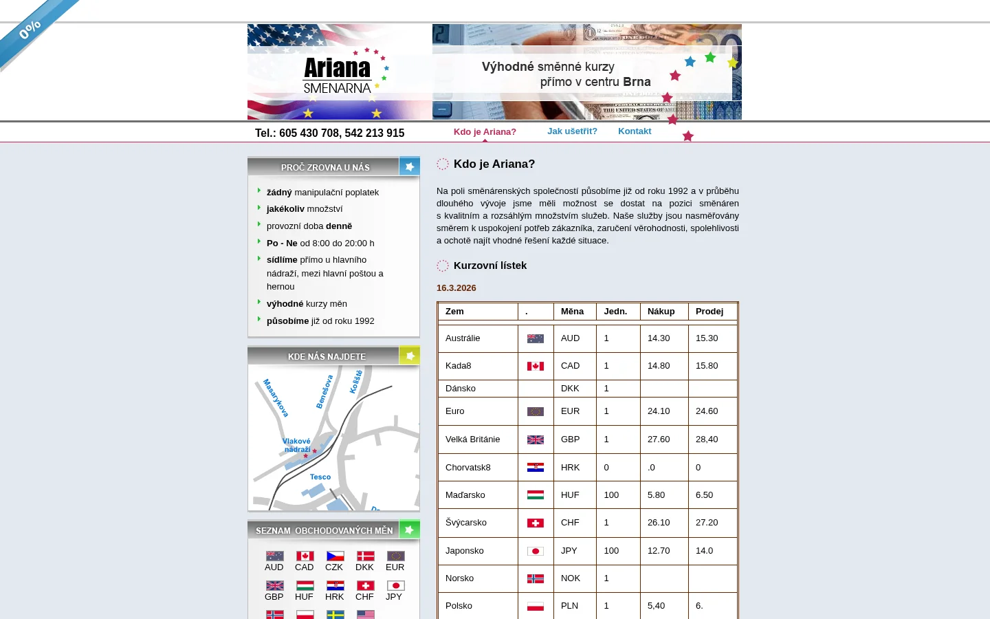 Směnárna Ariana website