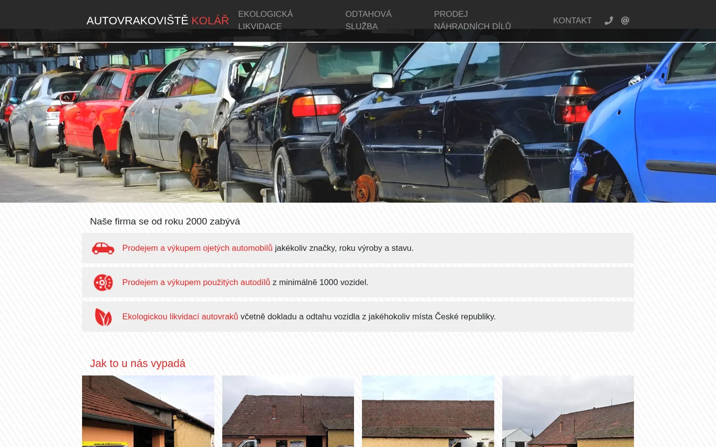 Autovrakoviště Kolář website