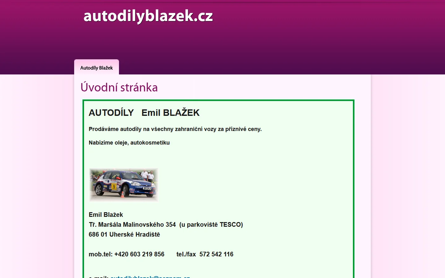 Autodíly Emil Blažek website