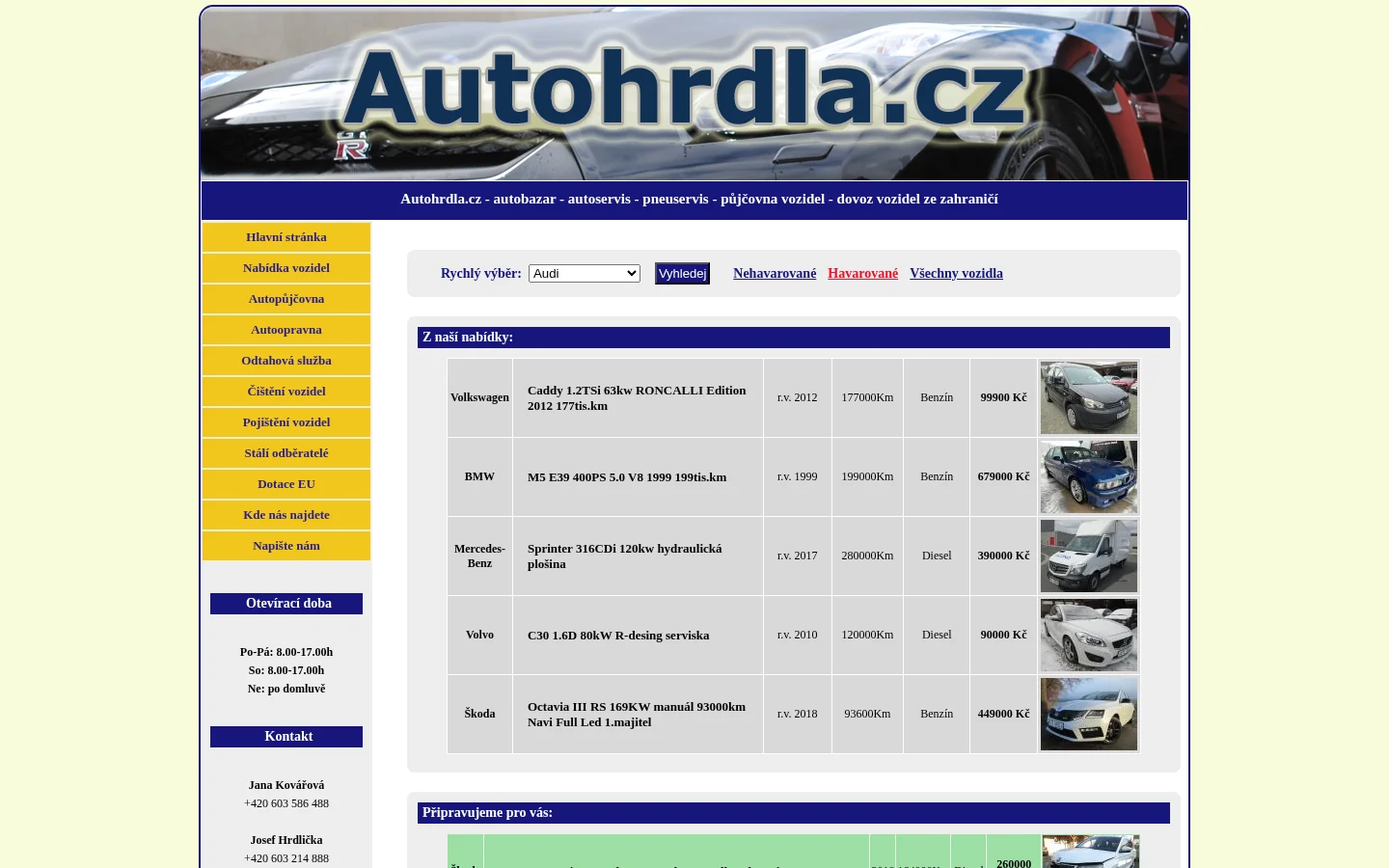 Autohrdla website