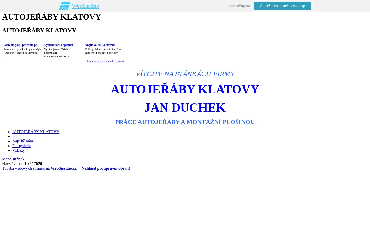 Jan Duchek - autojeřáby website