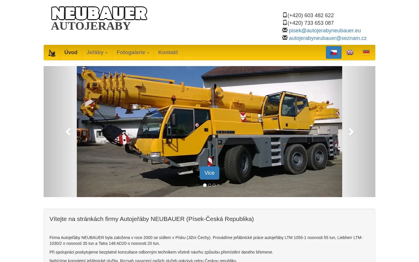 Autojeřáby NEUBAUER website