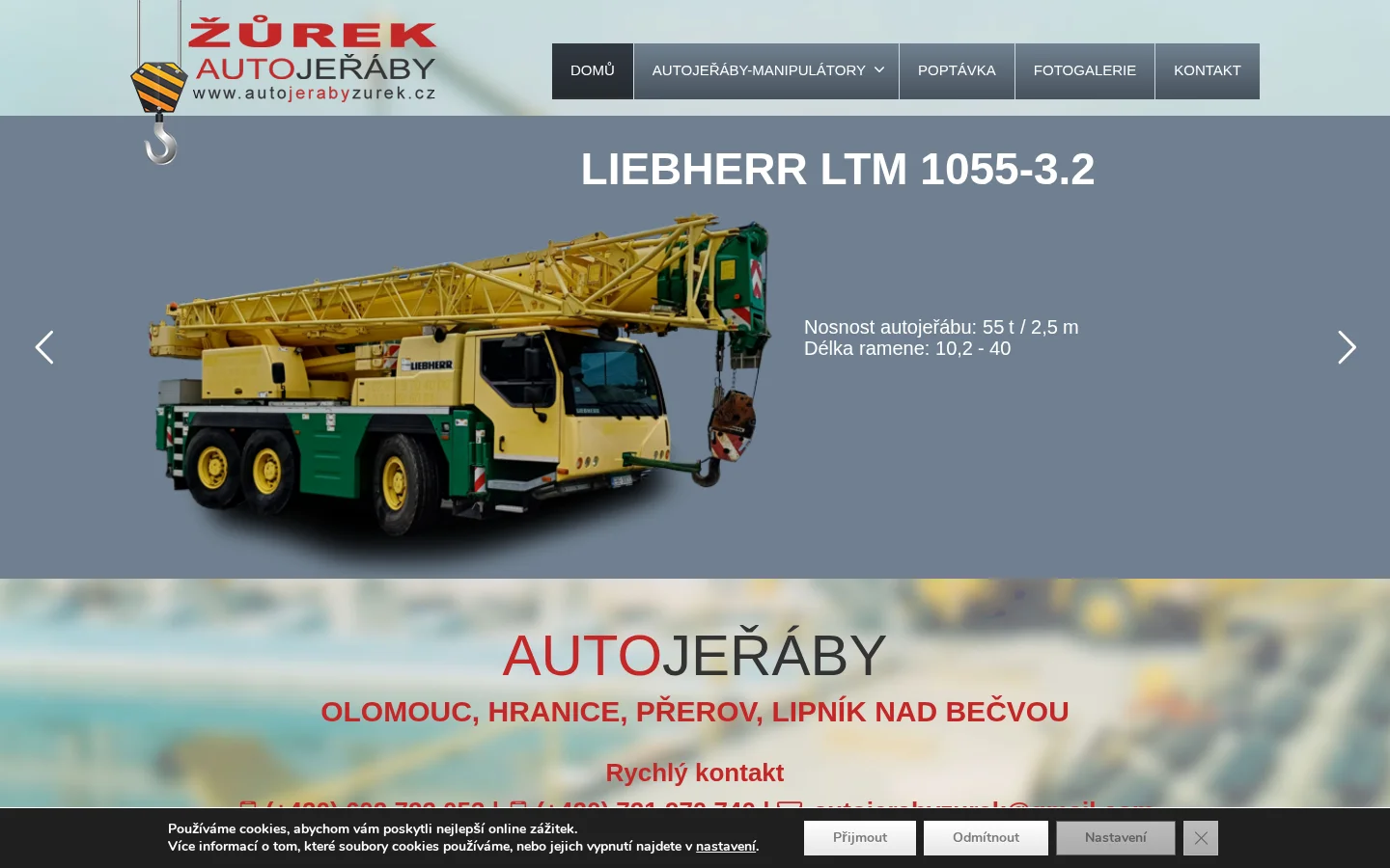 Autojeřáby Radomil Žůrek website