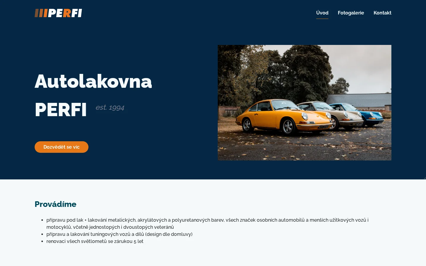 Autolakovna Perfi website