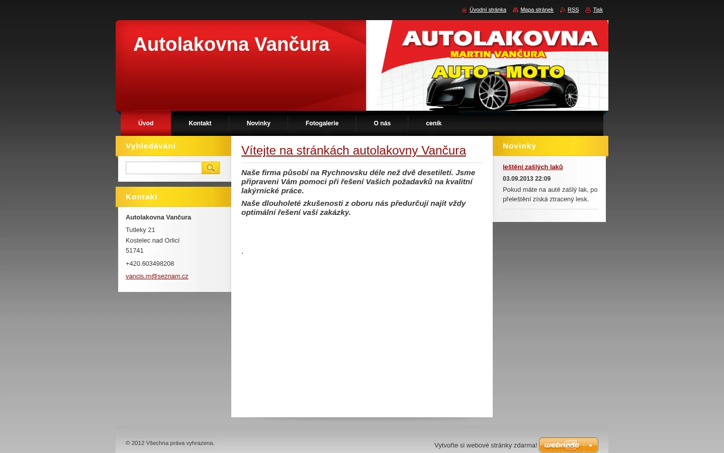 Autolakovna Vančura website