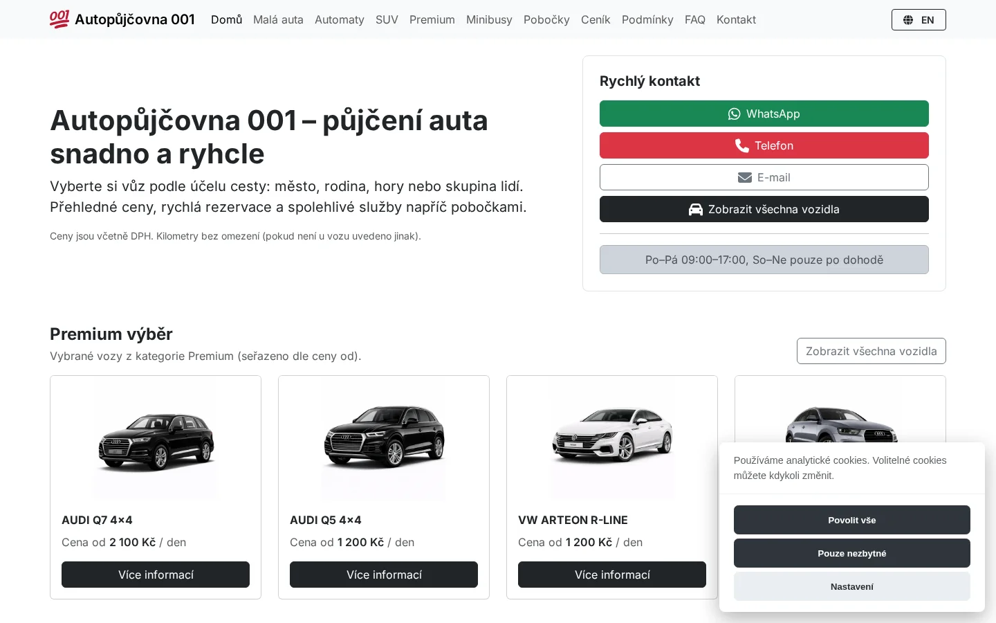 Autopůjčovna TripCar website