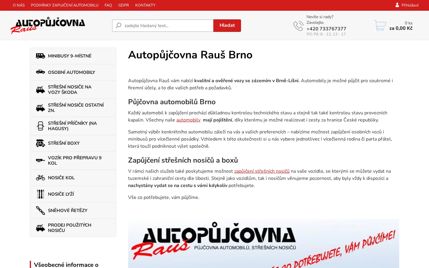 Autopůjčovna Rauš website