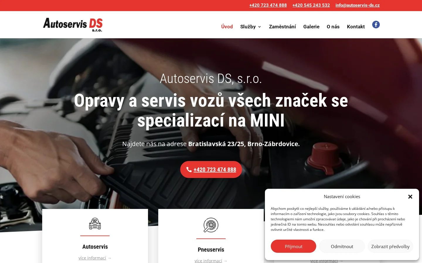 Autoservis DS, s.r.o. website