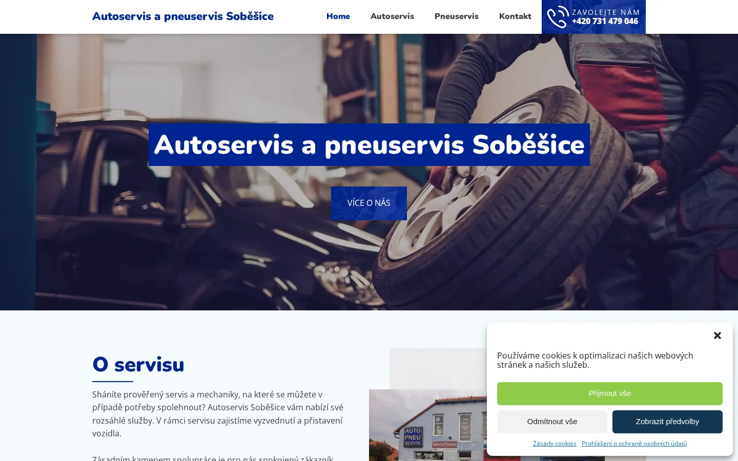 Autoservis a pneuservis Soběšice website