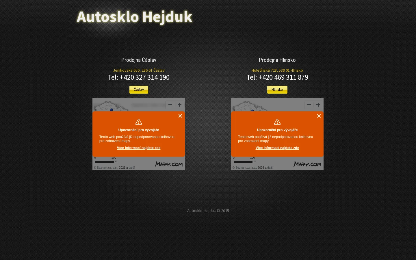 Autosklo Hejduk website