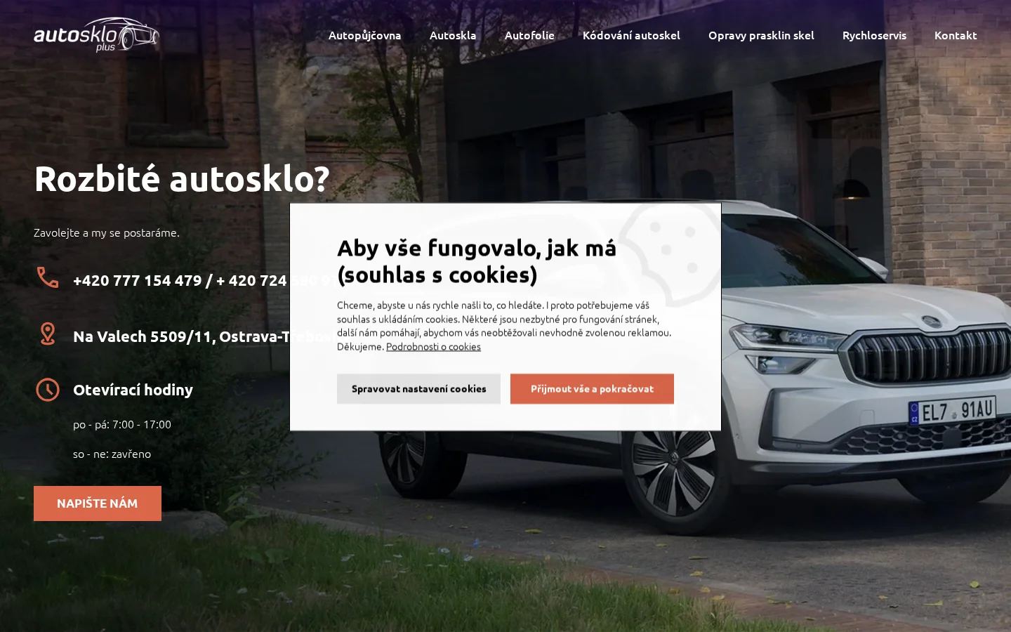 Autosklo Plus website