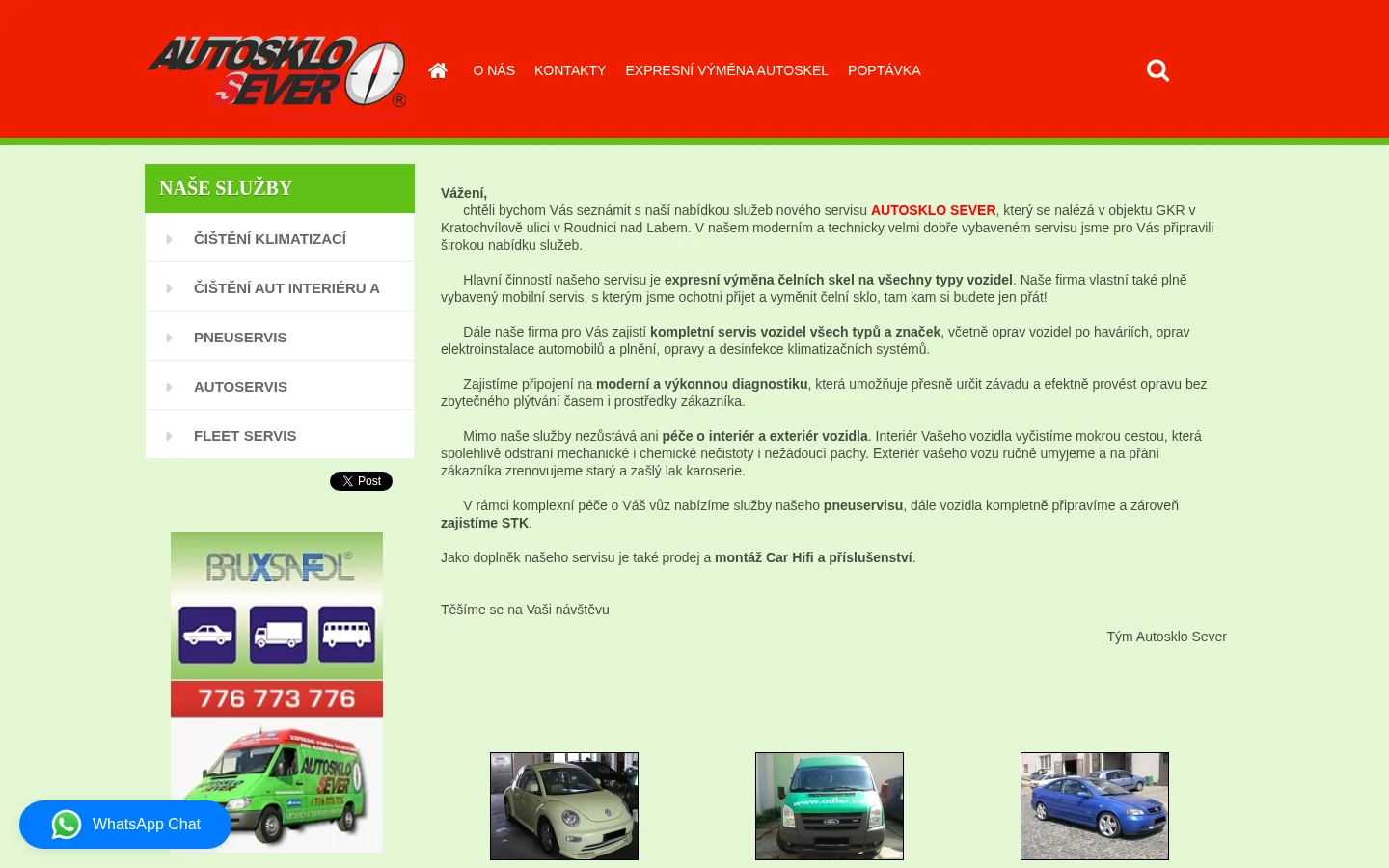 Autosklo Sever website