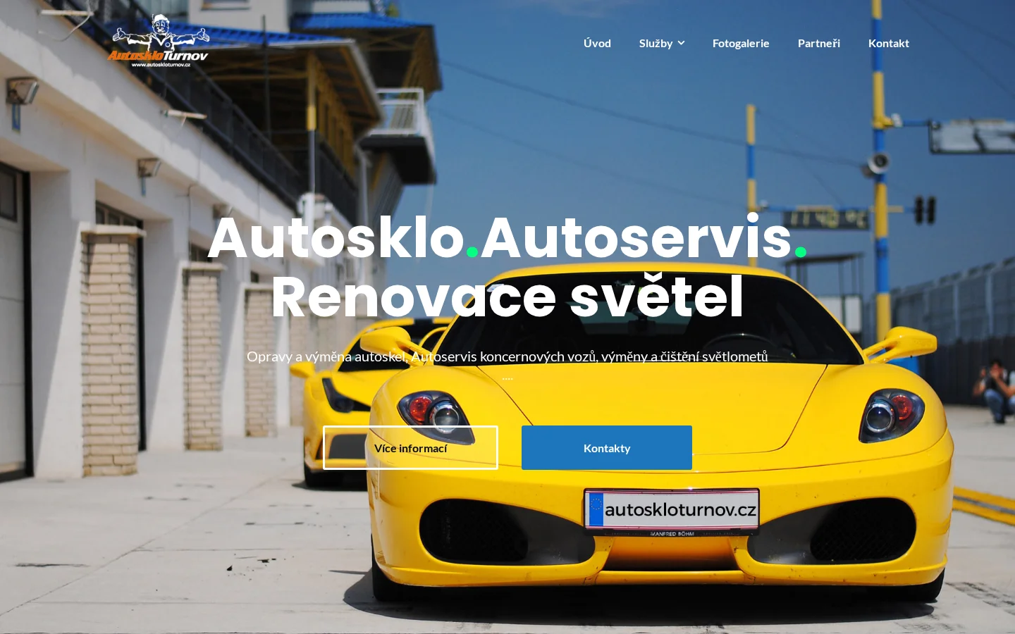 Autosklo Turnov website
