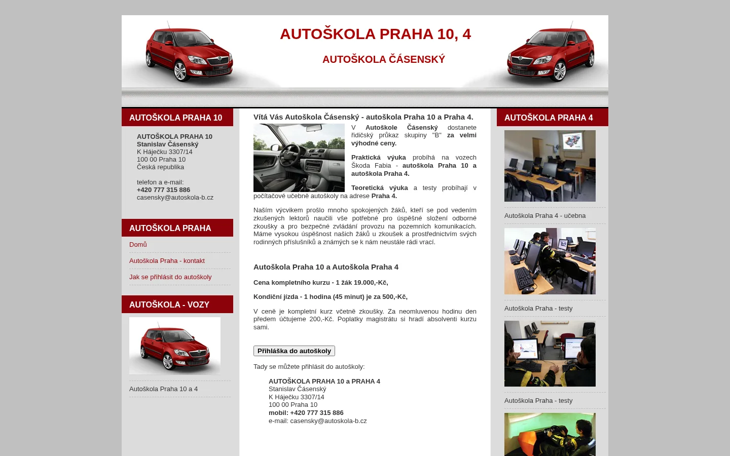 Autoškola Čásenský website