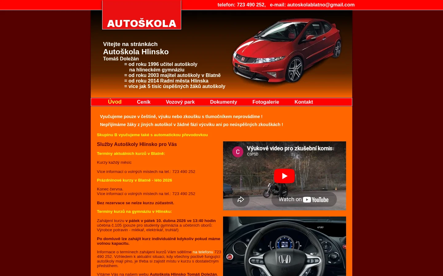 Autoškola Hlinsko website