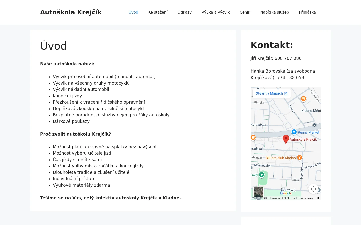 Autoškola Krejčík website