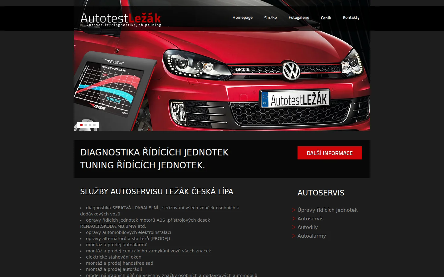 autotestlezak.cz website