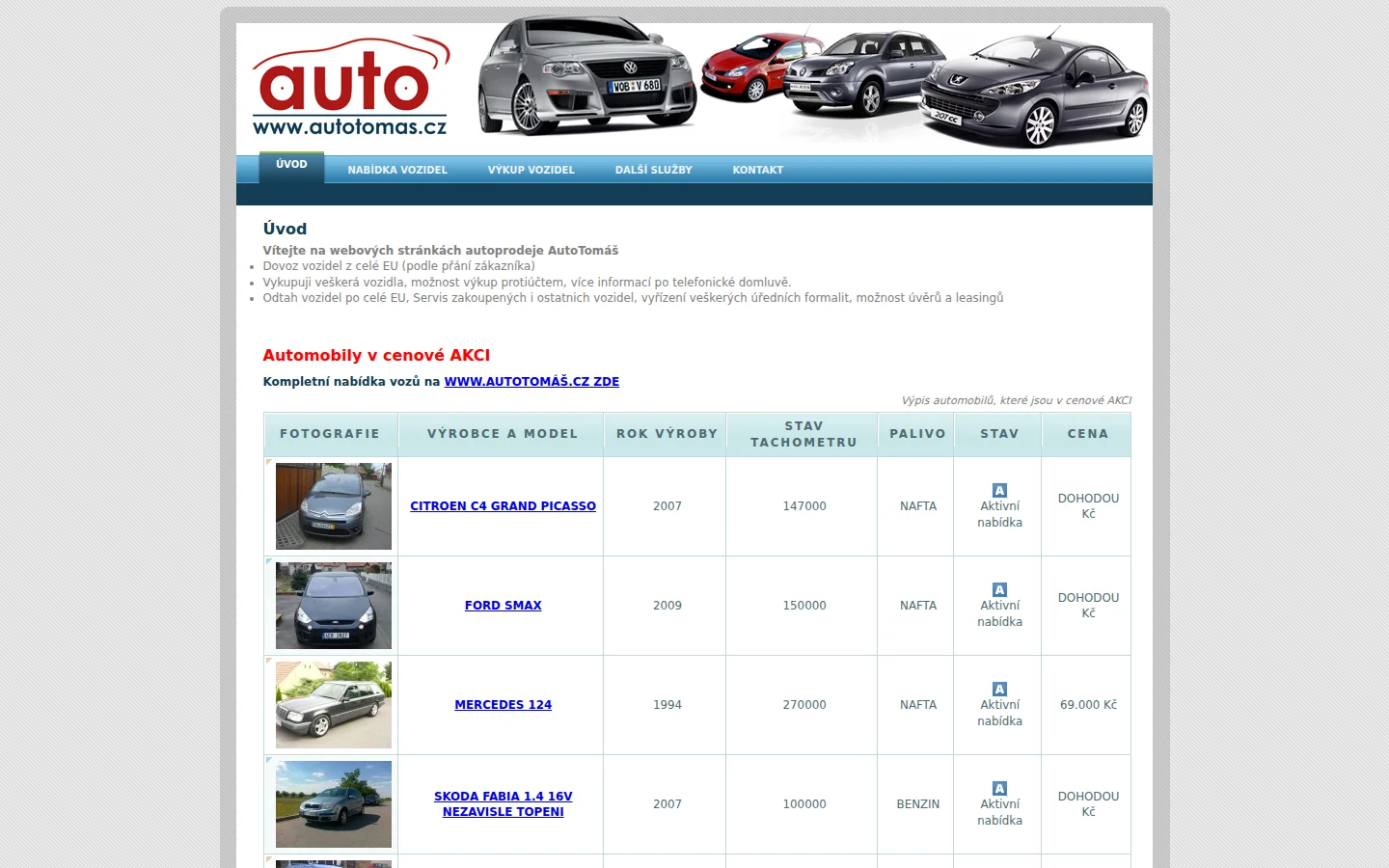Autotomáš website