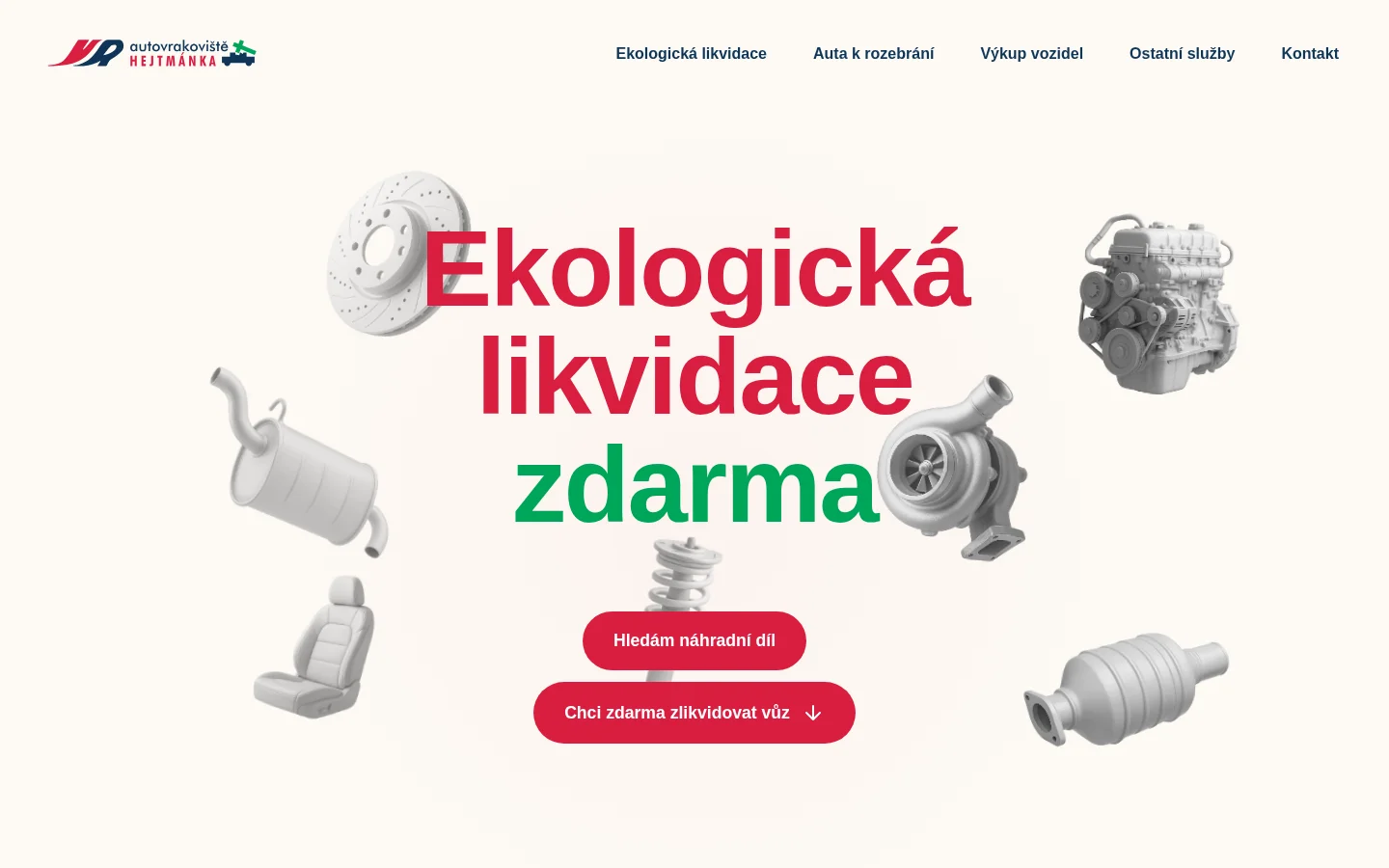 Autovrakoviště Hejtmánka, s.r.o. website