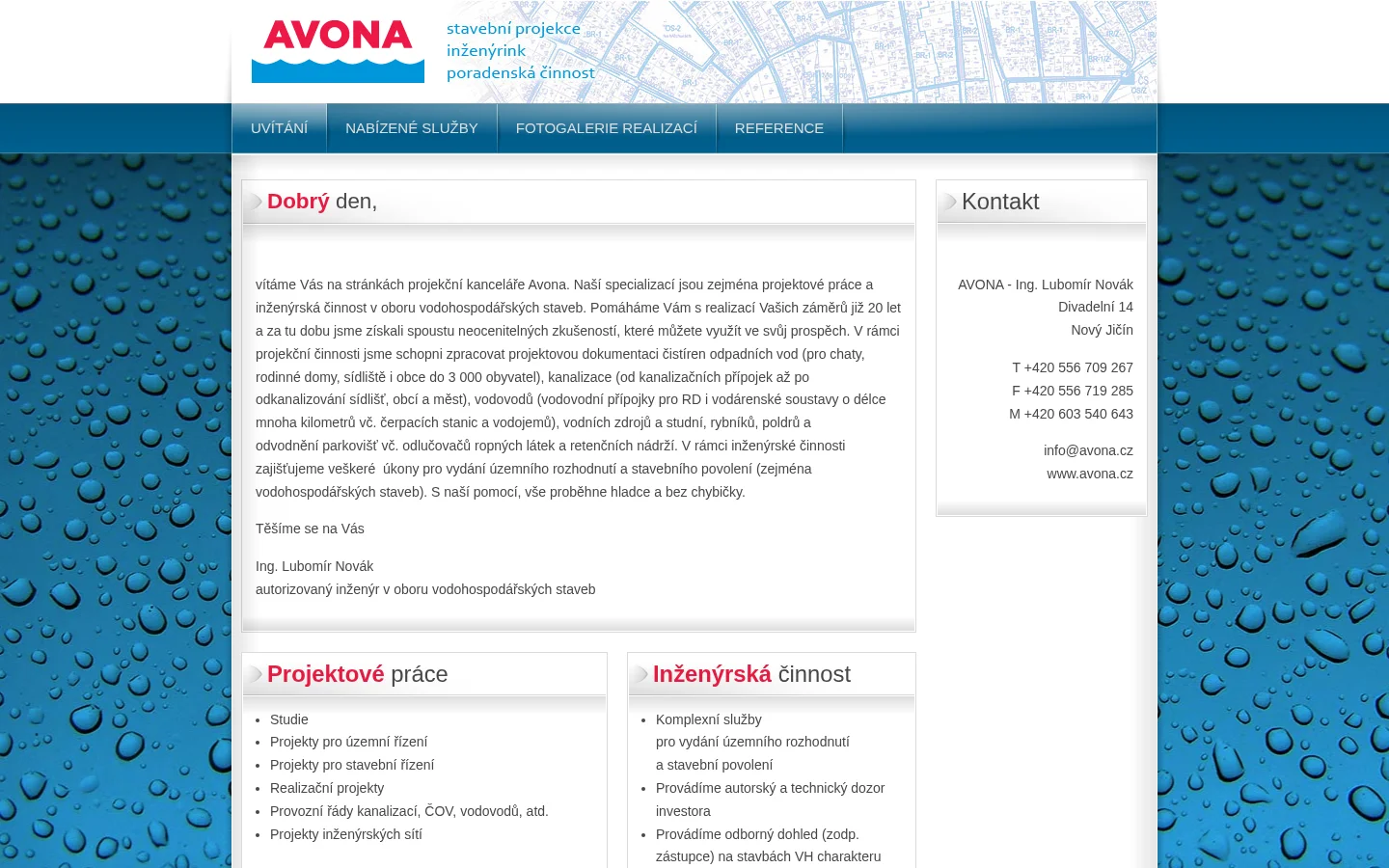 AVONA - Ing. Lubomír Novák website