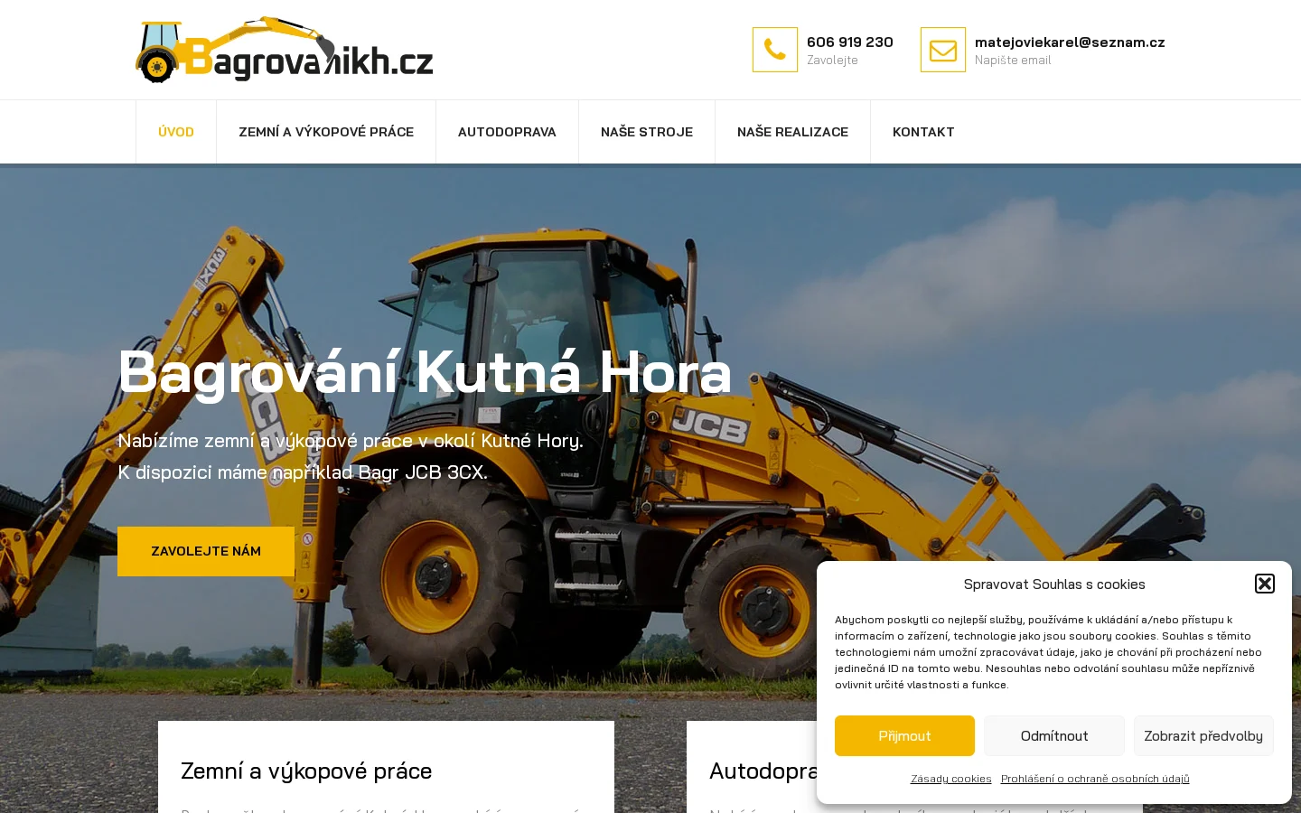 Bagrování Kutná Hora website