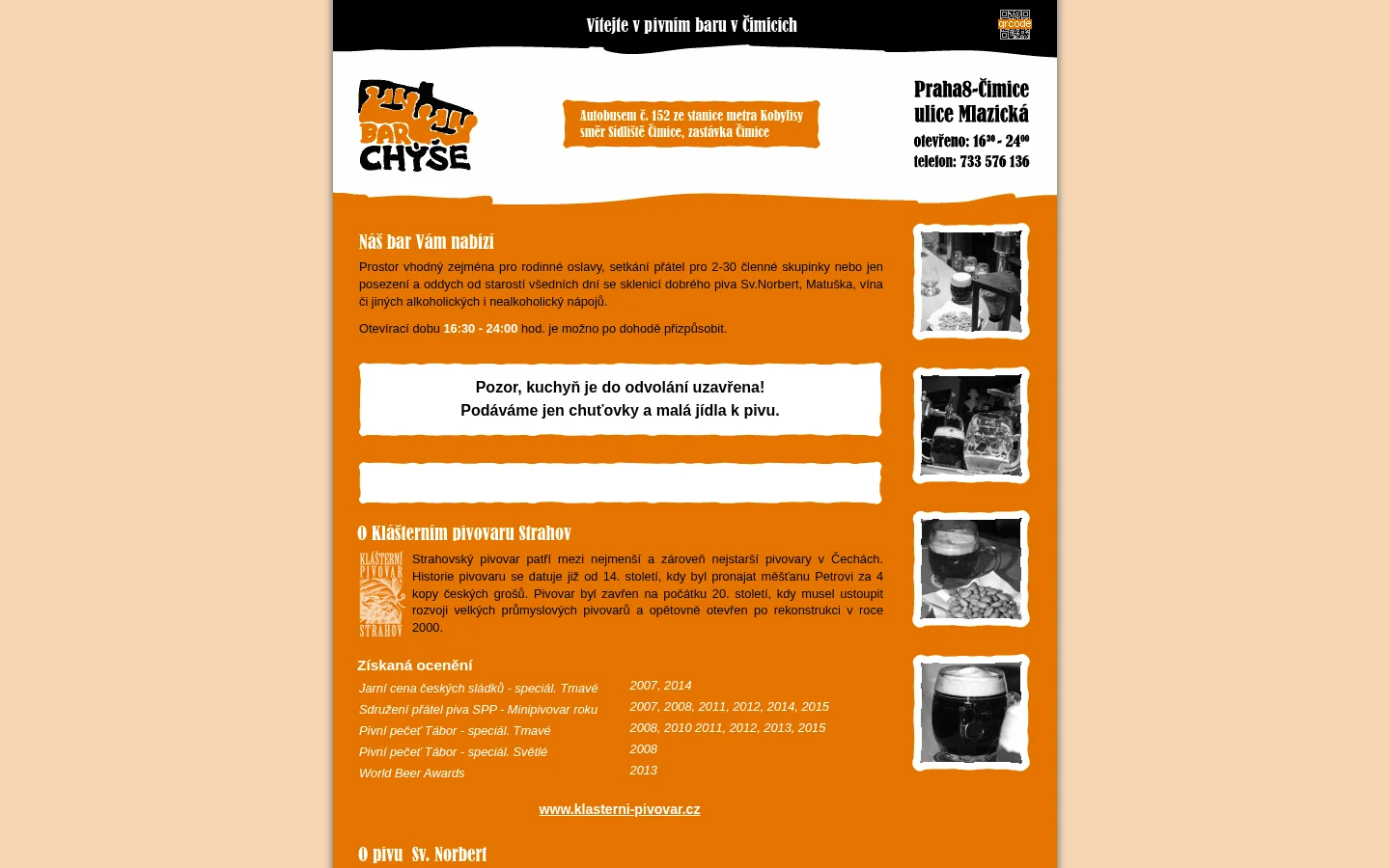 Bar Chýše website