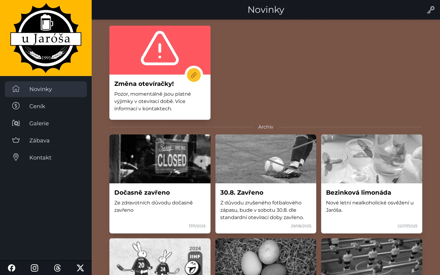 Hospůdka U Jaróša website