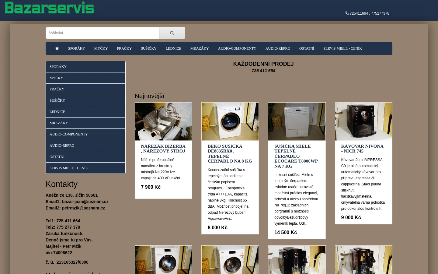 Petr Mžik - prodej a servis elektrospotřebičů miele website