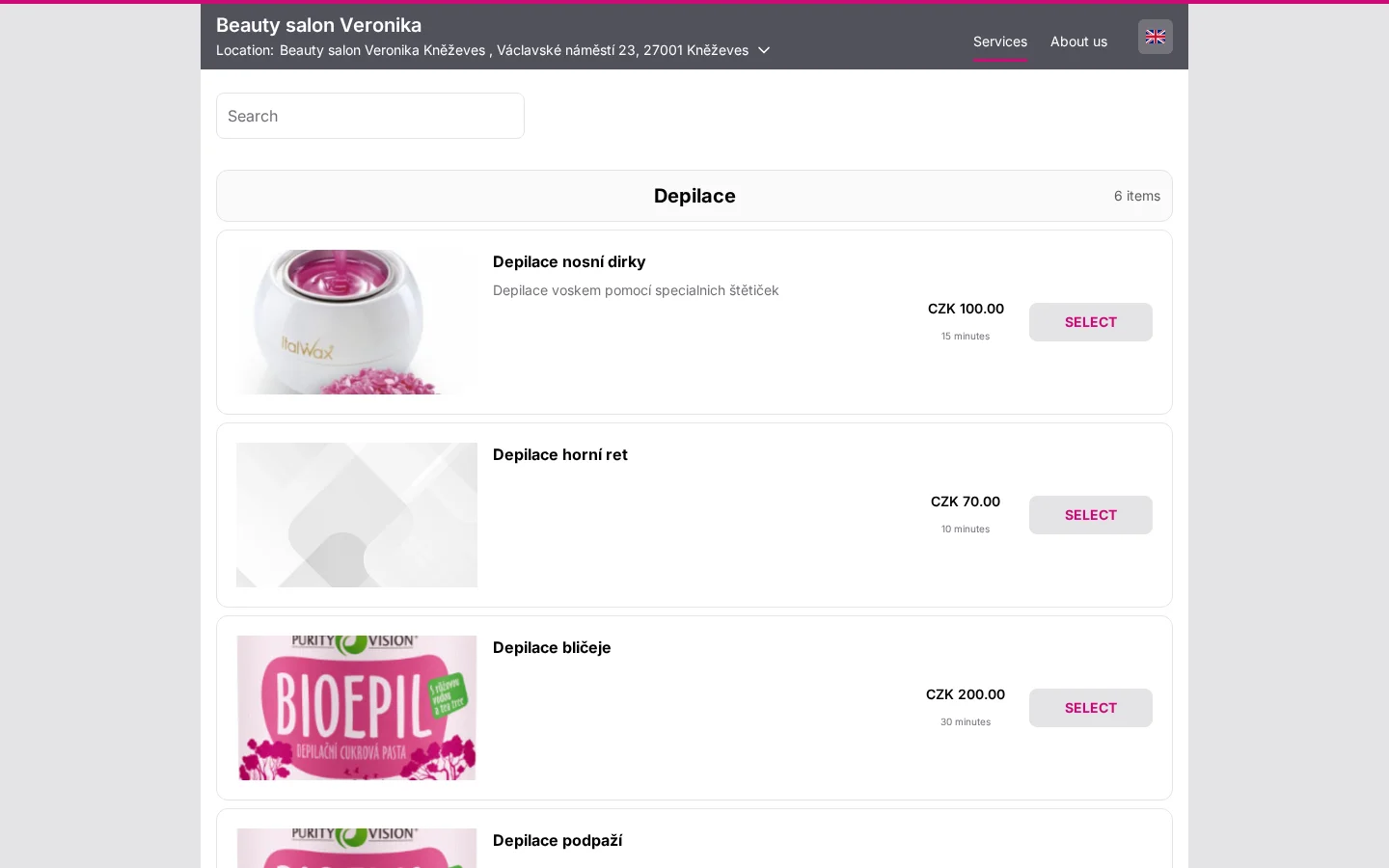 Beauty salon Veronika website