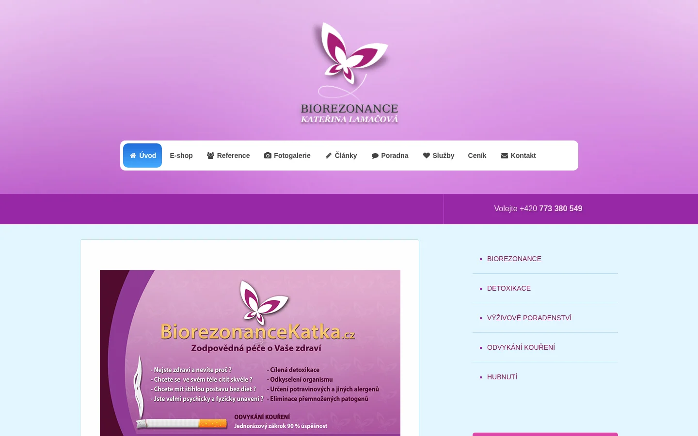 Biorezonance Kateřina Lamačová website
