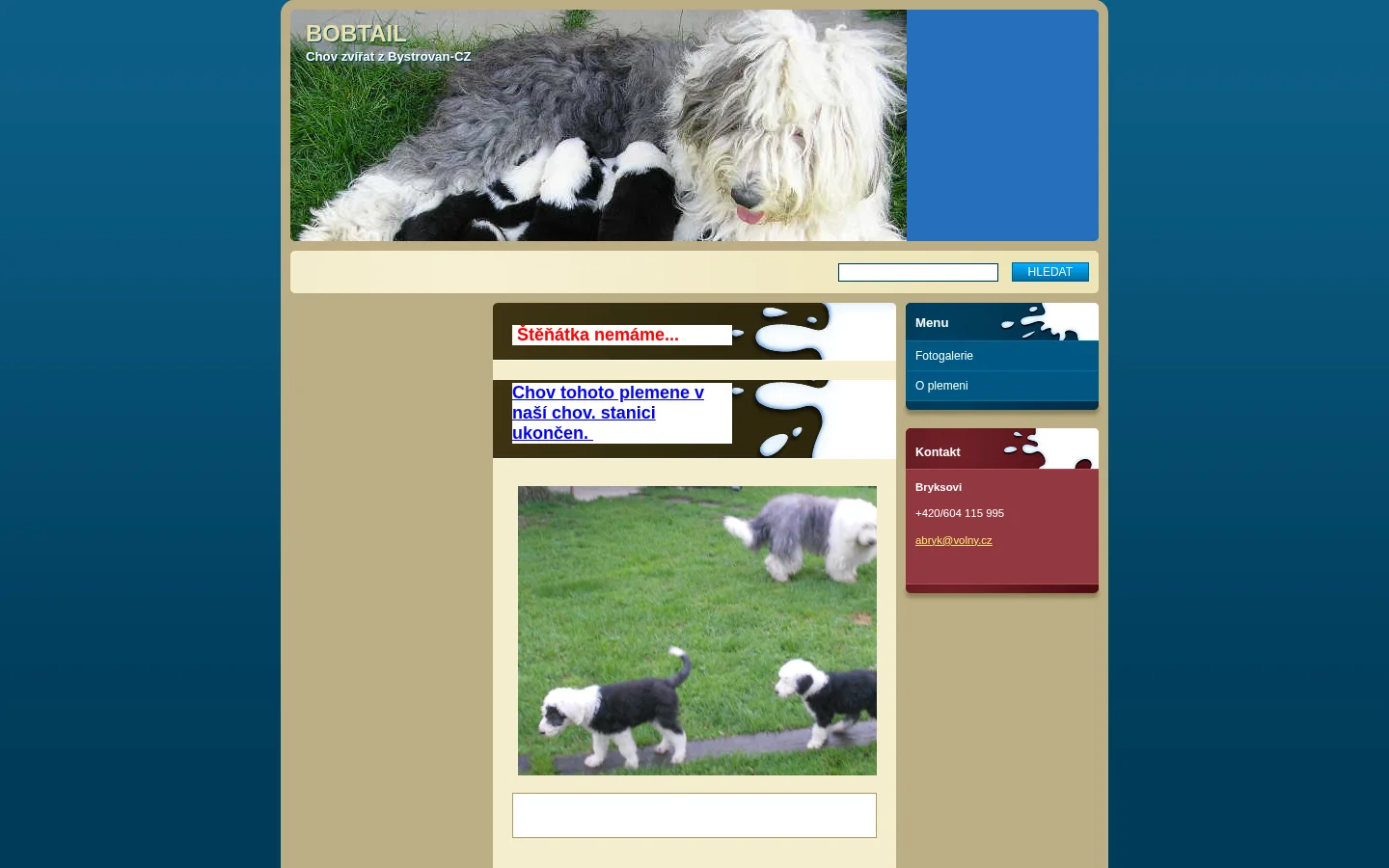 PhDr. Antonín Bryks - chov zvířat website