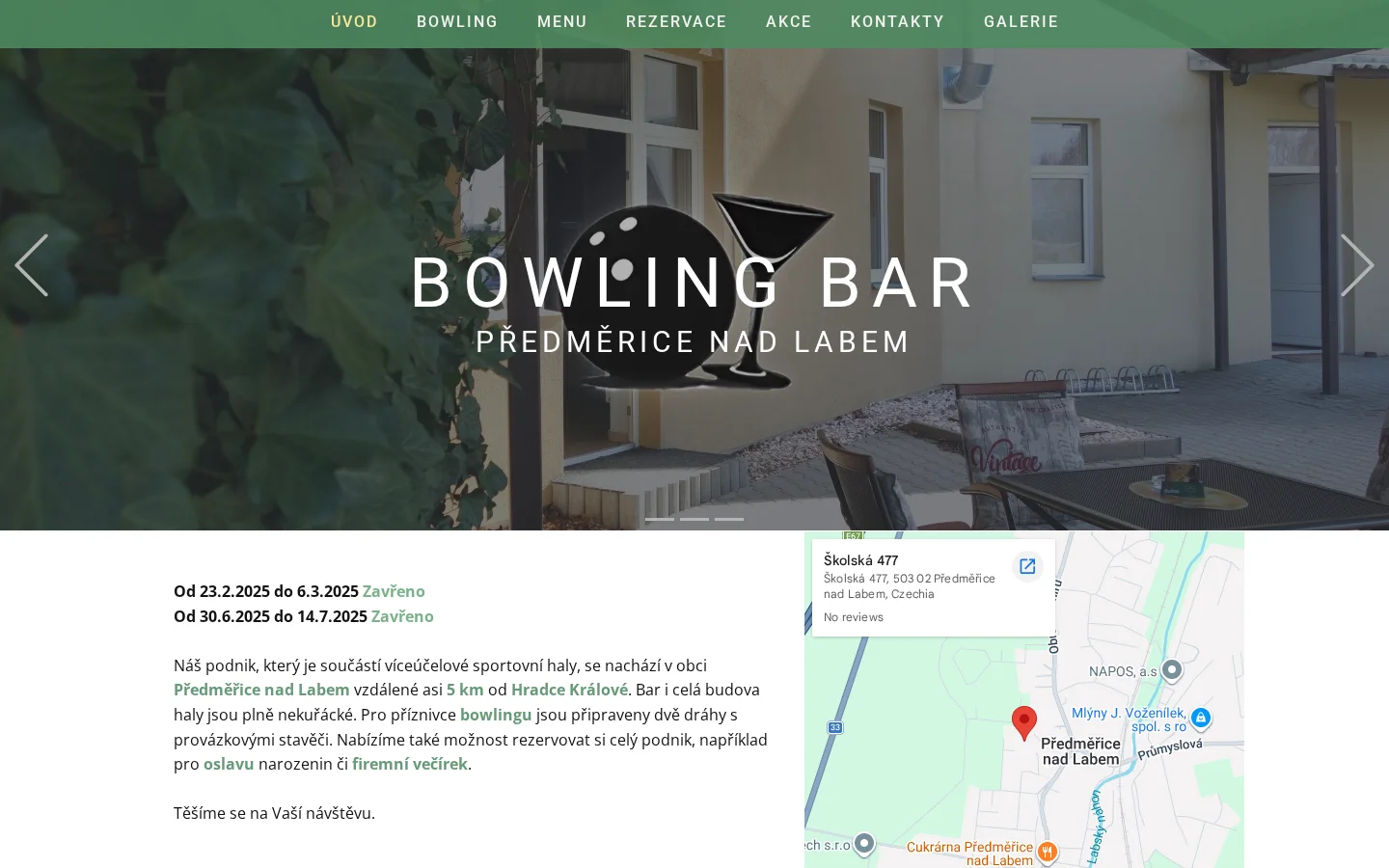 Bowling Bar - Předměřice nad Labem website