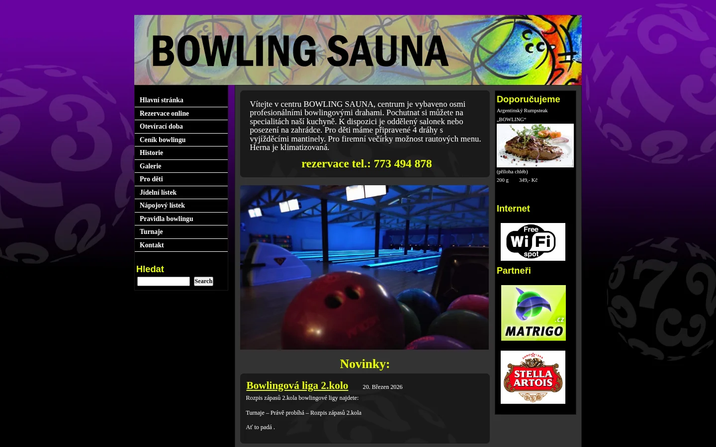 Bowling Sauna website