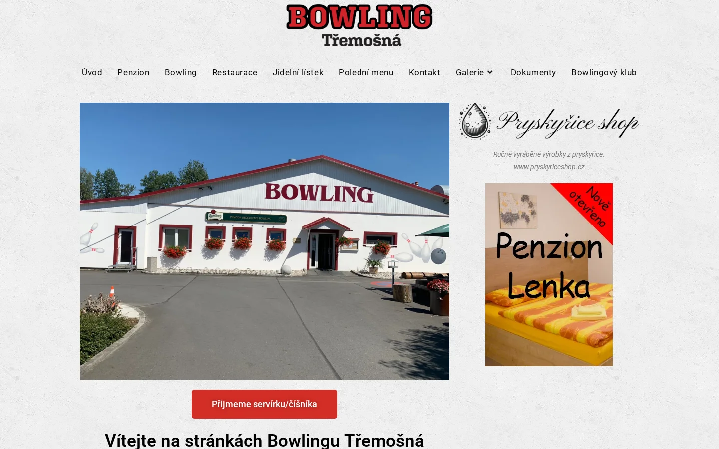 Bowling Třemošná website