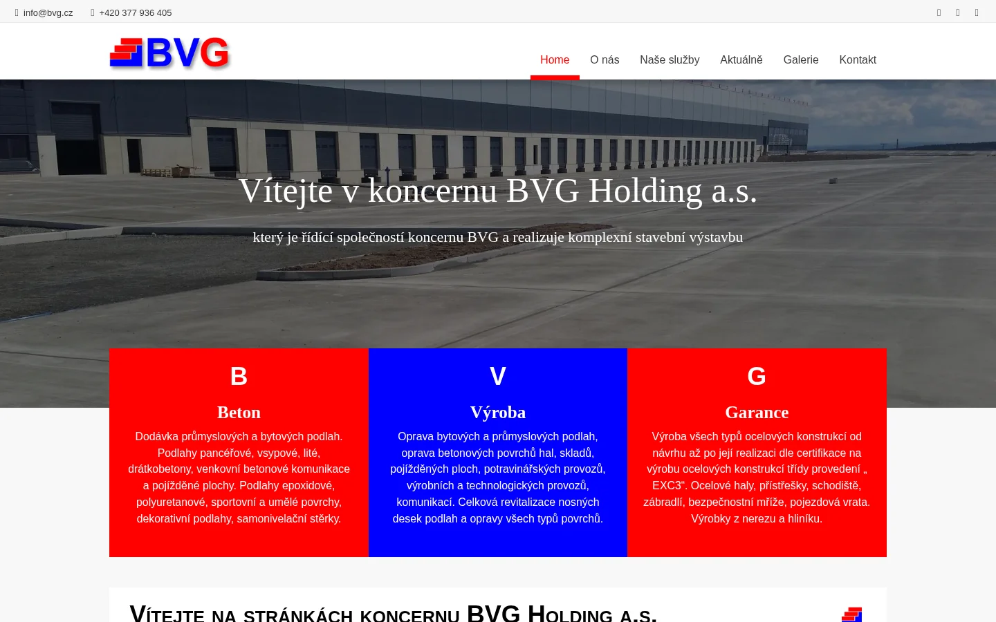BVG Holding a.s. website