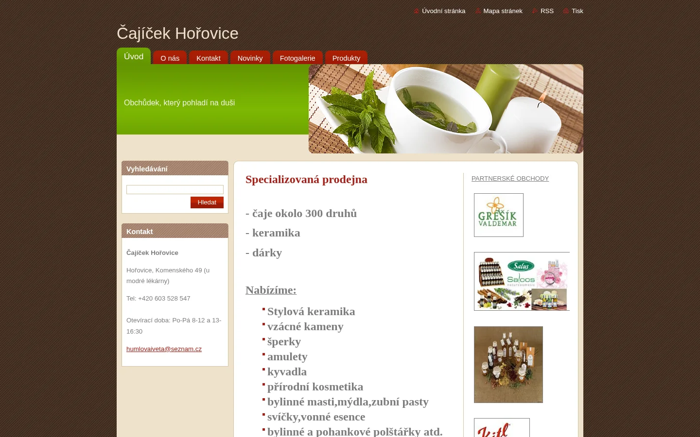 Čajíček Hořovice website