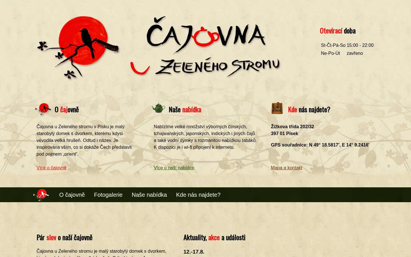 Čajovna U Zeleného stromu website
