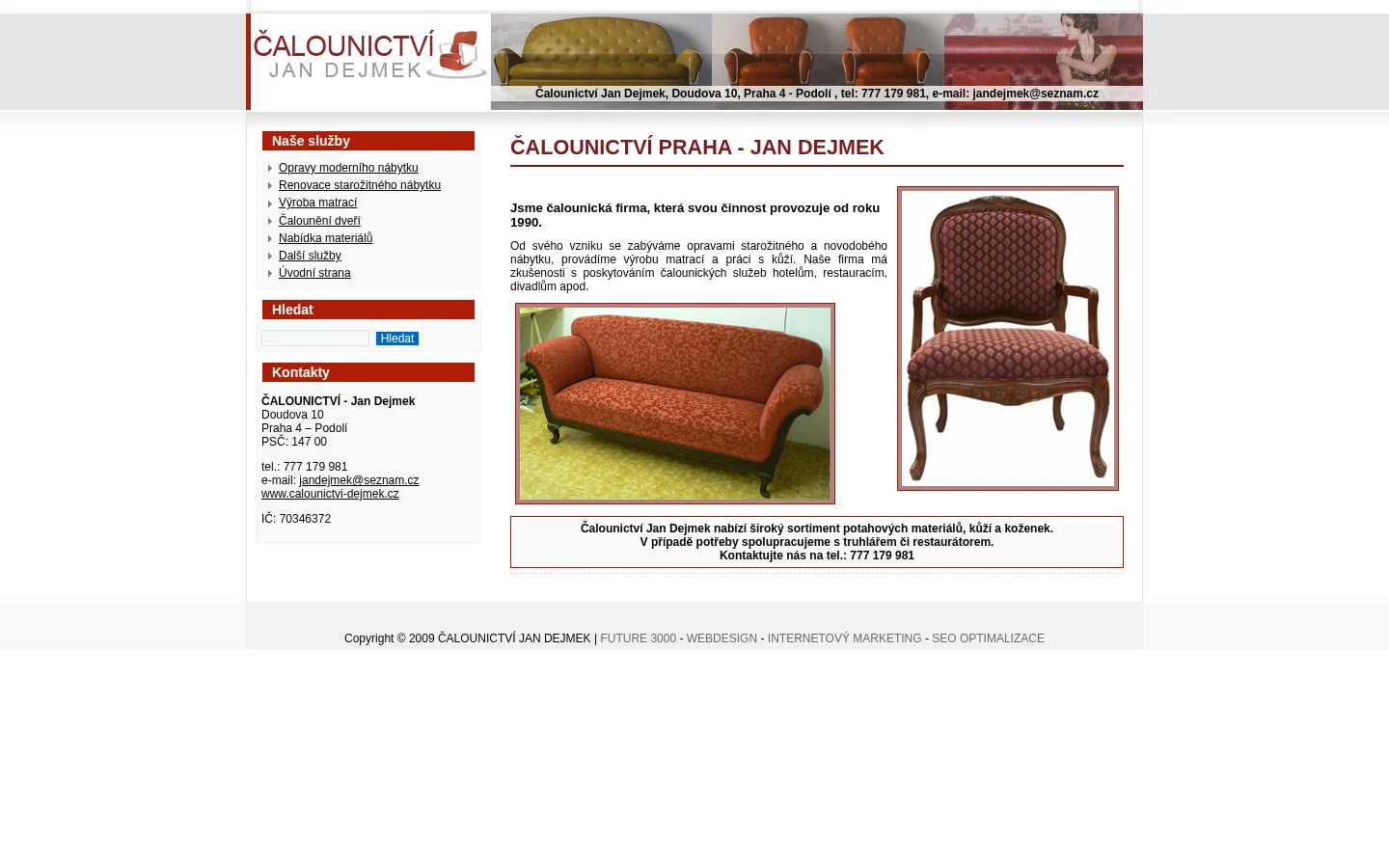 Čalounictví Dejmek website
