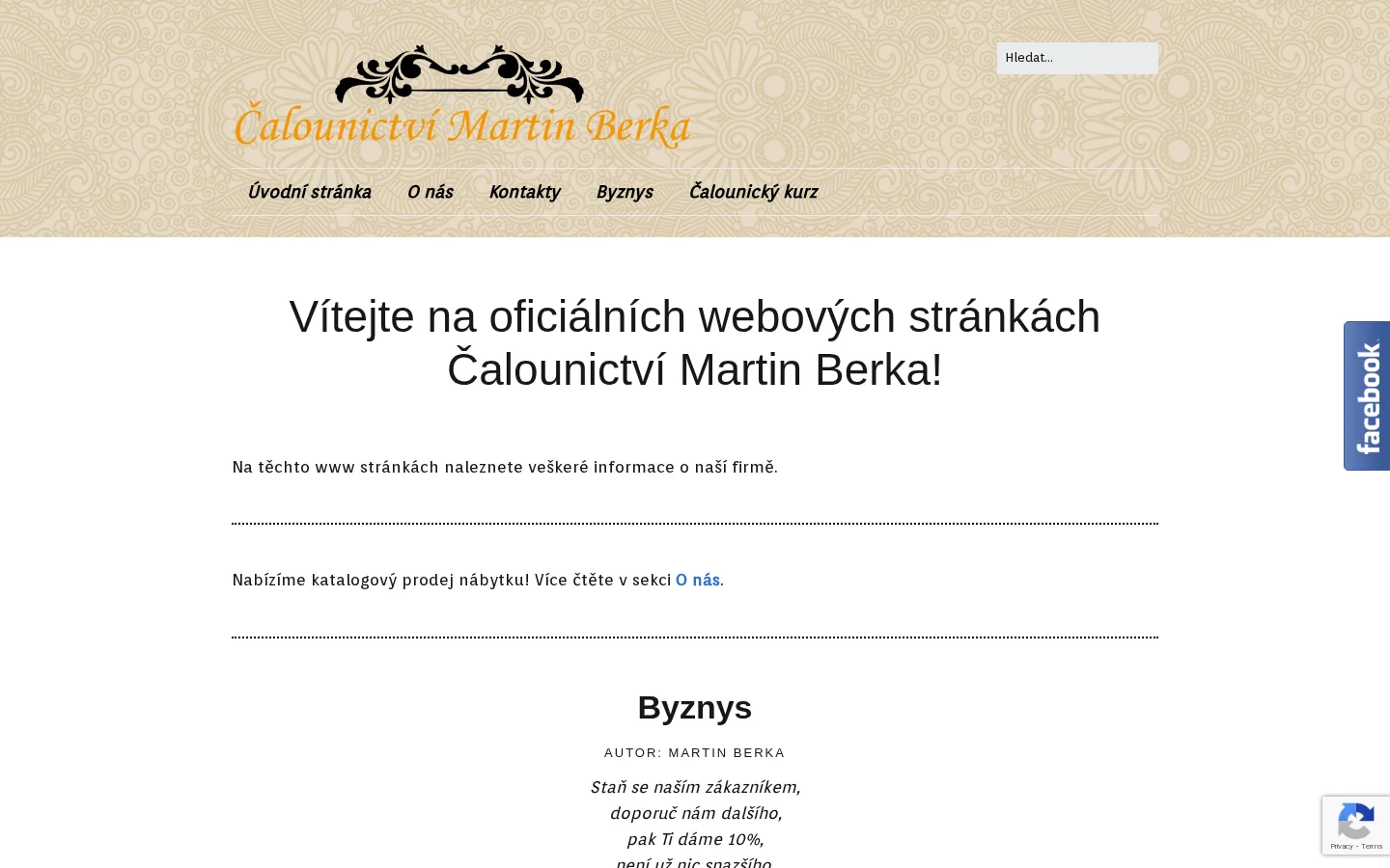 Čalounictví Martin Berka website