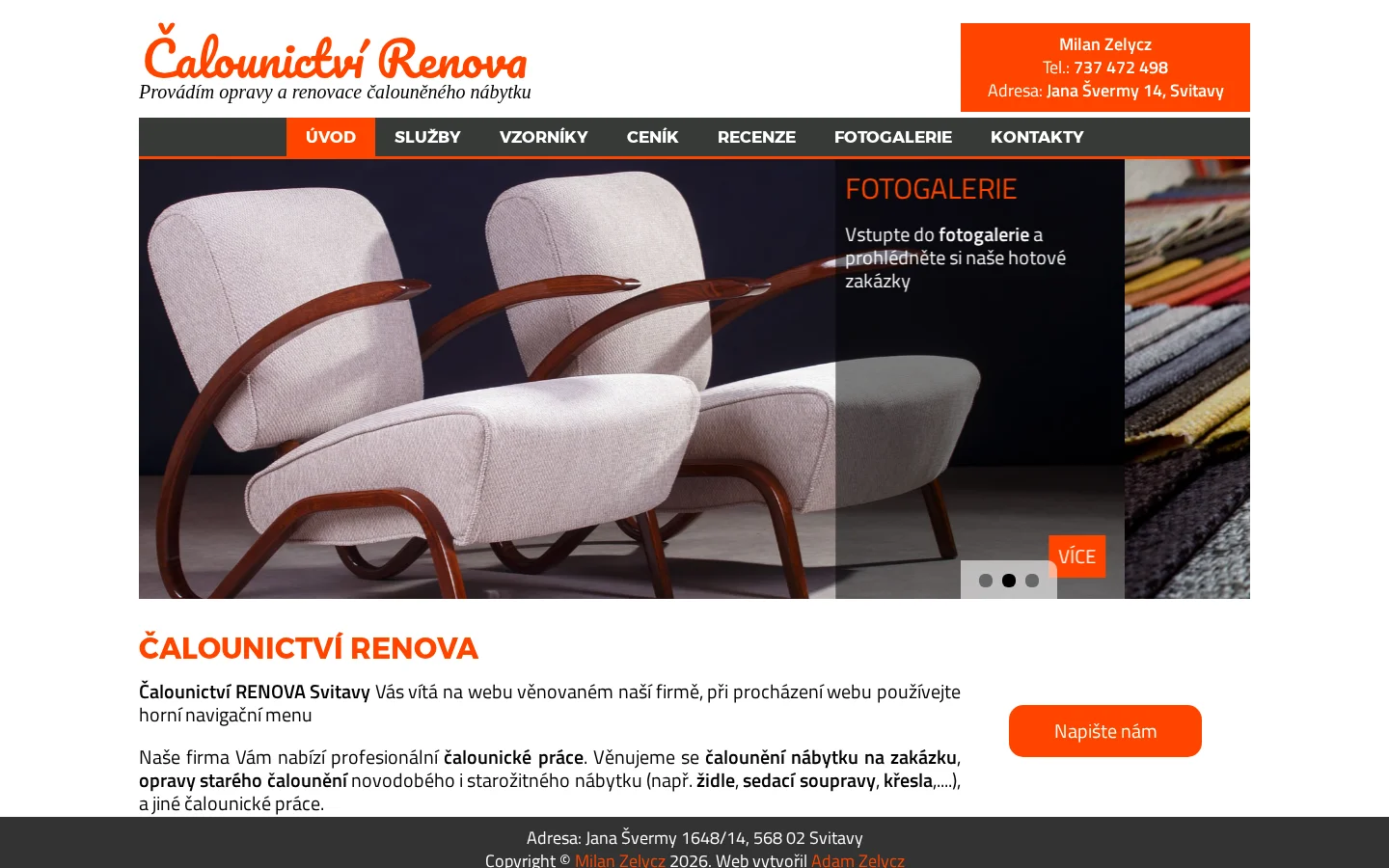 Čalounictví Renova website