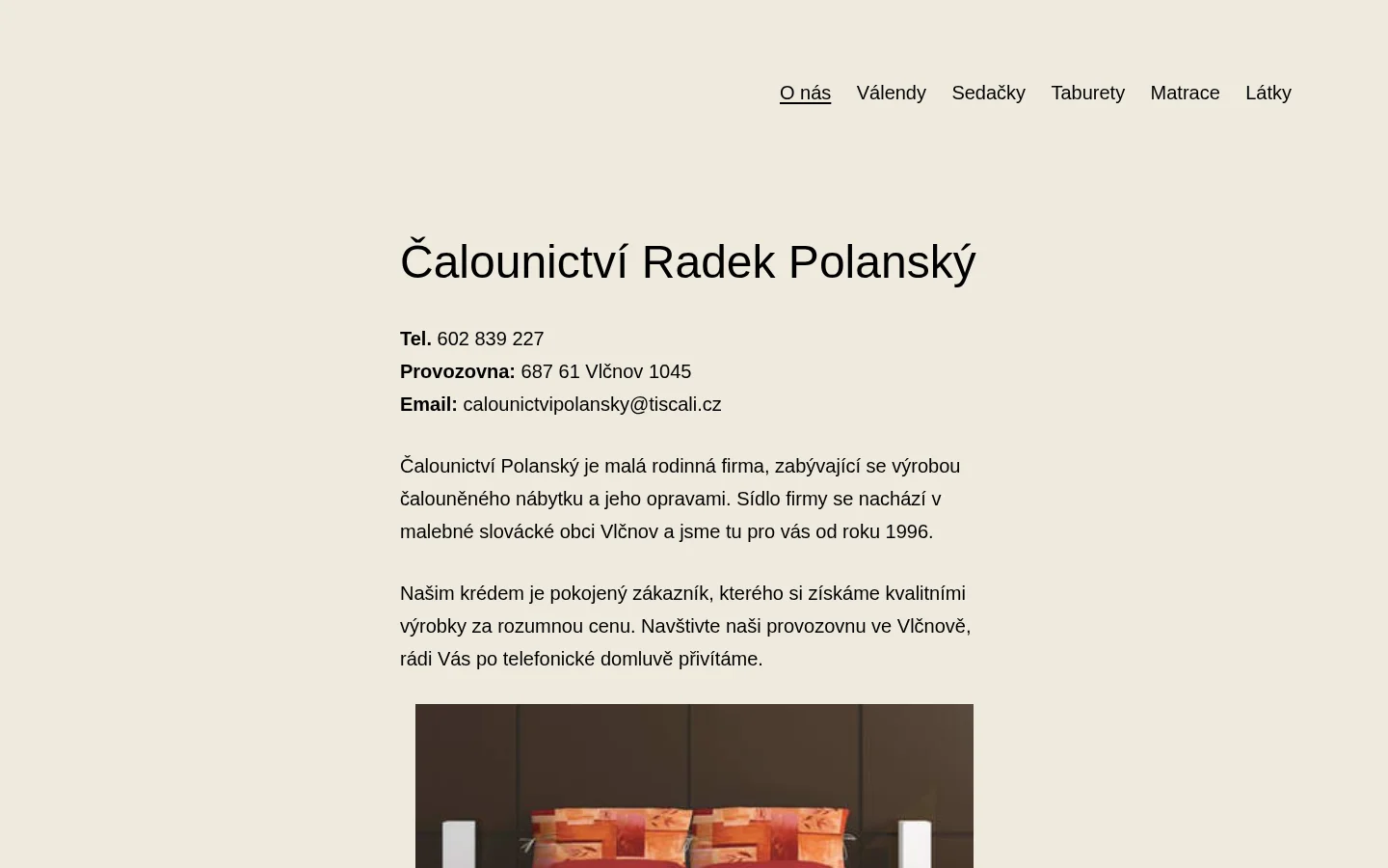 Radek Polanský - čalounictví website