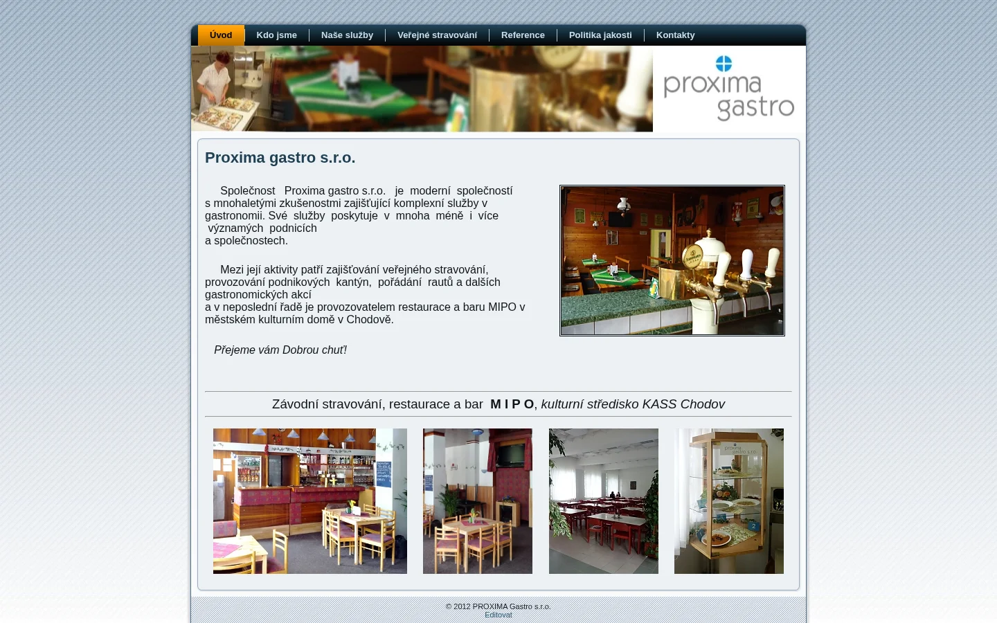 PROXIMA GASTRO, s.r.o. website